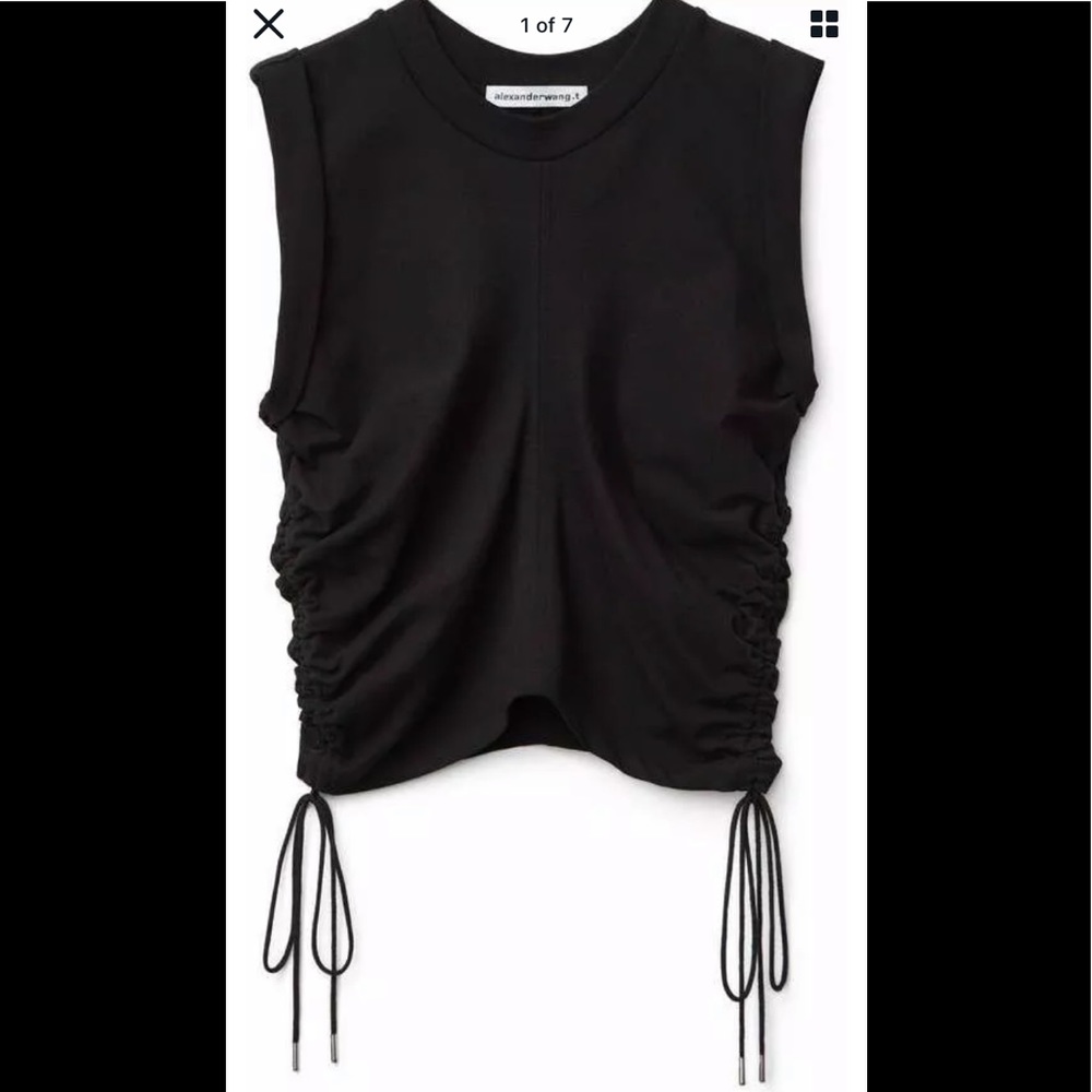 alexanderwang.t black muscle ruched crop top